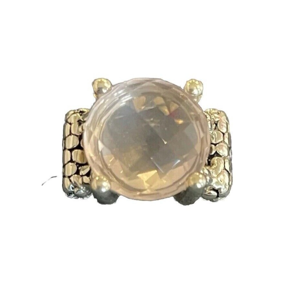 Michael Dawkins Faceted Rose Quartz Sterling Silver Cocktail Ring Sz 5